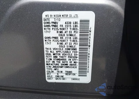 2013 Nissan Rogue Sv from USA, damaged, VIN JN8AS5MT1DW502426
